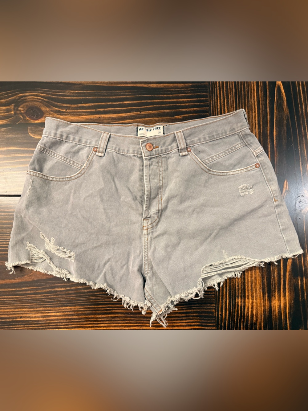 Free People We The Free Now or Never Distressed Denim Shorts 31